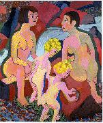 Ernst Ludwig Kirchner Bathing women and children oil